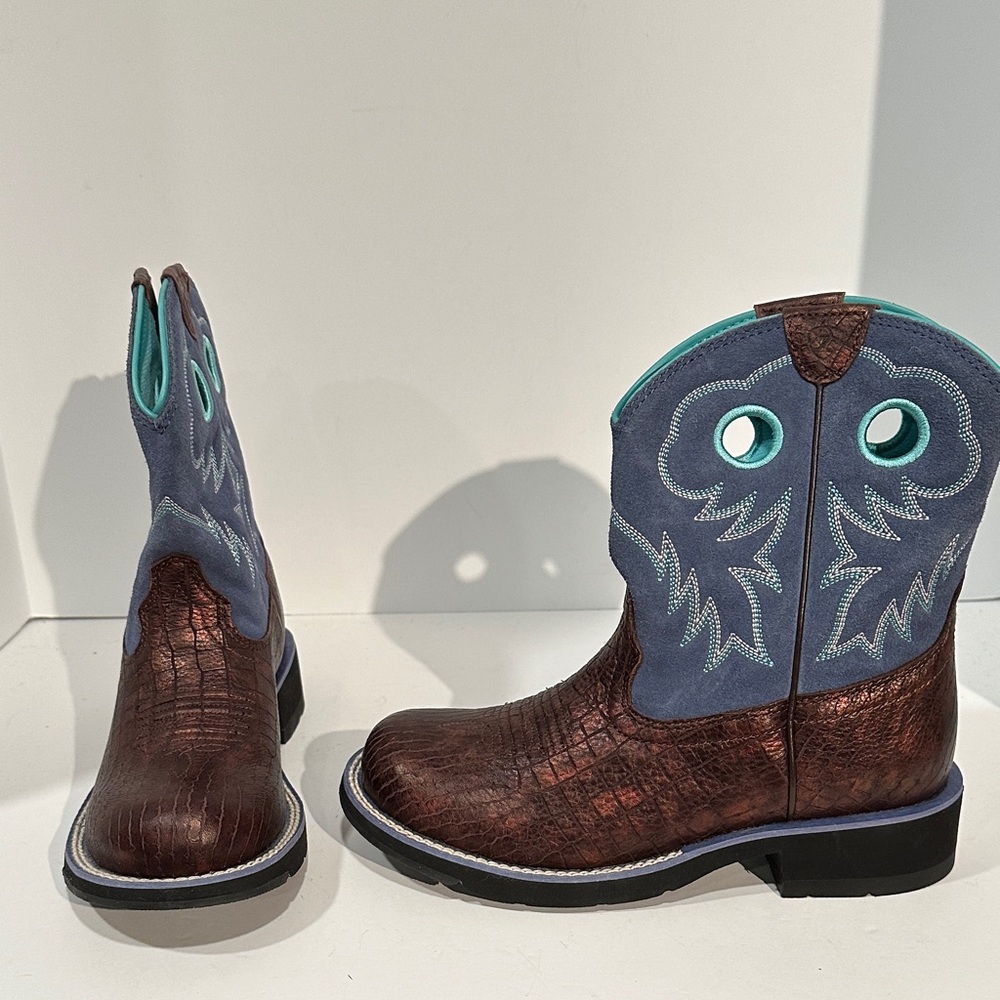 Ariat Brown and Blue Western Boots